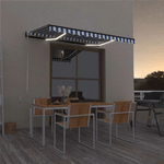 vidaXL Tenda da Sole Retrattile Manuale con LED 350x250cm Blu e Bianca