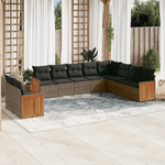 vidaXL Set Divano da Giardino 10 pz con Cuscini Grigio in Polyrattan