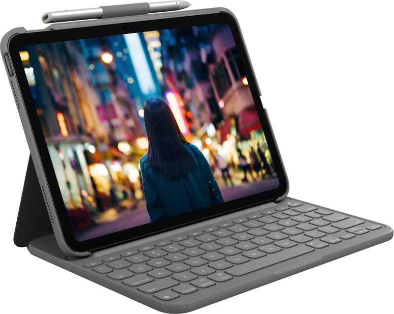 Logitech-Slim-Folio-Grigio-Bluetooth-QWERTZ-Tedesco