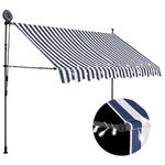 vidaXL Tenda da Sole Retrattile Manuale con LED 300 cm Blu e Bianca