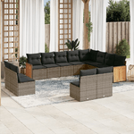 vidaXL Set Divani da Giardino 12 pz con Cuscini Grigio in Polyrattan