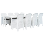 vidaXL Set Pranzo da Giardino 9 pz in Plastica Stile Rattan Bianco