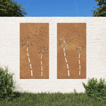 vidaXL Decorazioni Muro da Giardino 2pz 105x55 cm Fiore Acciaio Corten