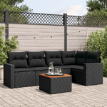 vidaXL Set Divano da Giardino 6 pz con Cuscini Nero in Polyrattan