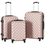 vidaXL Set Trolley a Custodia Rigida 3 pz Oro Rosa in ABS