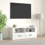 Mobile Porta TV Bianco Lucido 100x35x40 cm in Legno Ingegnerizzato