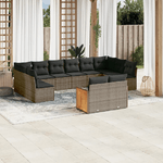 vidaXL Set Divani da Giardino 11 pz con Cuscini in Polyrattan Grigio