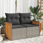 vidaXL Divano da Giardino con Cuscini 2 Posti Grigio in Polyrattan