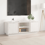 Mobile Porta TV Bianco 110x35x40,5 cm in Legno Massello di Pino