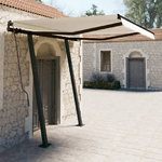 Tenda da Sole Retrattile Manuale con Pali 3x2,5cm Crema