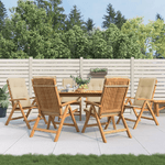 Sedie da Giardino Reclinabili con Cuscini 6 pz in Legno di Teak