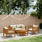 vidaXL Set Divani da Giardino 5 pz con Cuscini Crema in Legno Acacia