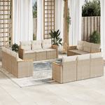 vidaXL Set Divani da Giardino 12 pz con Cuscini Beige in Polyrattan