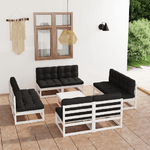 vidaXL Set Divani da Giardino 9 pz con Cuscini Legno Massello di Pino