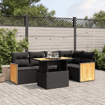 vidaXL Set Divano da Giardino 6 pz con Cuscini Nero in Polyrattan