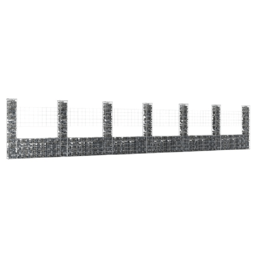 Gabbione a U con 7 Pali in Ferro 740x20x150 cm