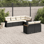 vidaXL Set Divani da Giardino con Cuscini 7pz Nero Polyrattan