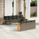 vidaXL Set Divano da Giardino 10 pz con Cuscini Grigio in Polyrattan