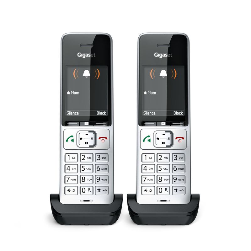 Gigaset-COMFORT-500HX-duo-Telefono-analogico-DECT-Identificatore-di-chiamata-Nero-Argento