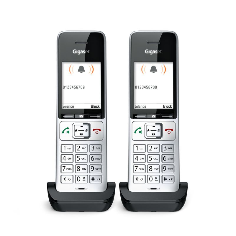 Gigaset-COMFORT-500HX-duo-Telefono-analogico-DECT-Identificatore-di-chiamata-Nero-Argento