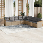 vidaXL Set Divano da Giardino 9 pz con Cuscini Beige Misto Polyrattan