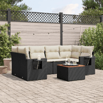 vidaXL Set Divani da Giardino con Cuscini 7pz Nero Polyrattan