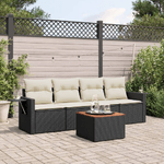 vidaXL Set Divani da Giardino 5 pz con Cuscini in Polyrattan Nero