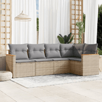 vidaXL Set Divano da Giardino 5 pz con Cuscini Beige Misto Polyrattan