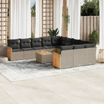 vidaXL Set Divani da Giardino 12 pz con Cuscini Grigio in Polyrattan