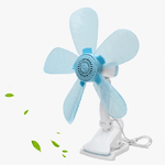 Mini Ventilatore da Tavolo Portatile, 5 Pale, con Pinza Snodabile e Clip, per Scrivania, Viaggio, Blu