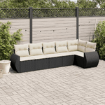 vidaXL Set Divano da Giardino 6 pz con Cuscini Nero in Polyrattan