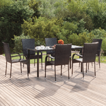 Set da Pranzo da Giardino 7 pz Nero in Polyrattan