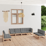 vidaXL Set Divani da Giardino 8 pz con Cuscini Legno Massello Pino