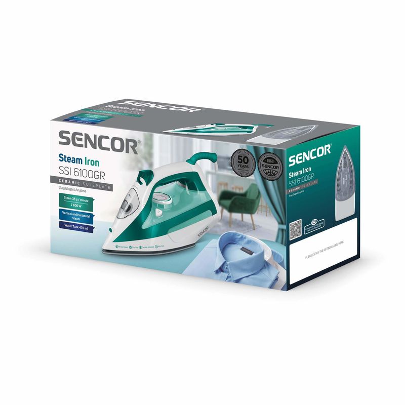 Sencor-SSI-6100GR-ferro-da-stiro-Ferro-a-vapore-Ceramica-2600-W-Verde
