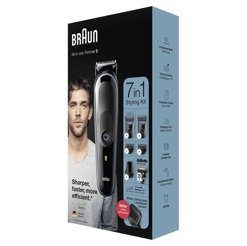 Braun-All-in-one-Rifinitore-Tutto-In-Uno-5-MGK5355-Regolabarba-Uomo-7-In-1-Tagliacapelli-Per-Viso-Capelli