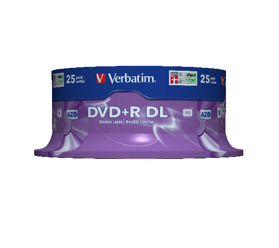 Verbatim-DVD-R-Double-Layer-8x-Matt-Silver-25pk-Spindle-85-GB-DVD-R-DL-25-pz