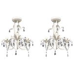 vidaXL Lampadari con Pendenti in Cristallo 2 pz Bianco Elegante