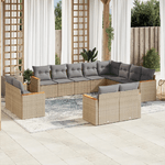 vidaXL Set Divano da Giardino 12 pz con Cuscini Beige Misto Polyrattan