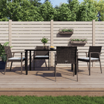 Set Pranzo da Giardino 5pz con Cuscini in Polyrattan e Acciaio