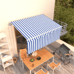 Tenda Sole Retrattile Automatica con Parasole 3x2,5m Blu Bianco