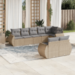 vidaXL Set Divano da Giardino 8 pz con Cuscini Beige in Polyrattan