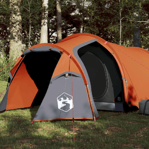 VidaXL Tenda Campeggio 4Persone Grigia e Arancione 360x135x105 Taffetà