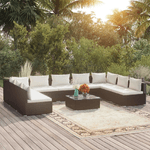 vidaXL Set Divani da Giardino 10 pz con Cuscini in Polyrattan Nero