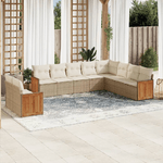 vidaXL Set Divano da Giardino 10 pz con Cuscini Beige in Polyrattan