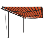 vidaXL Tenda Sole Retrattile Manuale con Pali 6x3 m Arancione Marrone