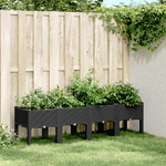 vidaXL Fioriera da Giardino con Gambe Nera 160x40x42 cm in PP