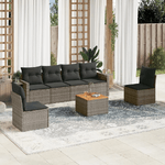 vidaXL Set Divani da Giardino 7 pz con Cuscini Grigio in Polyrattan