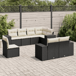 vidaXL Set Divani da Giardino con Cuscini 8 pz Nero in Polyrattan