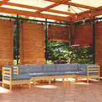 VidaXL Set Divani da Giardino 8 pz con Cuscini Grigi Massello di Pino