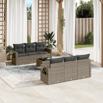 vidaXL Set Divani da Giardino 7 pz con Cuscini Grigio in Polyrattan